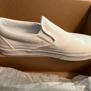 white slip on vans , size 4